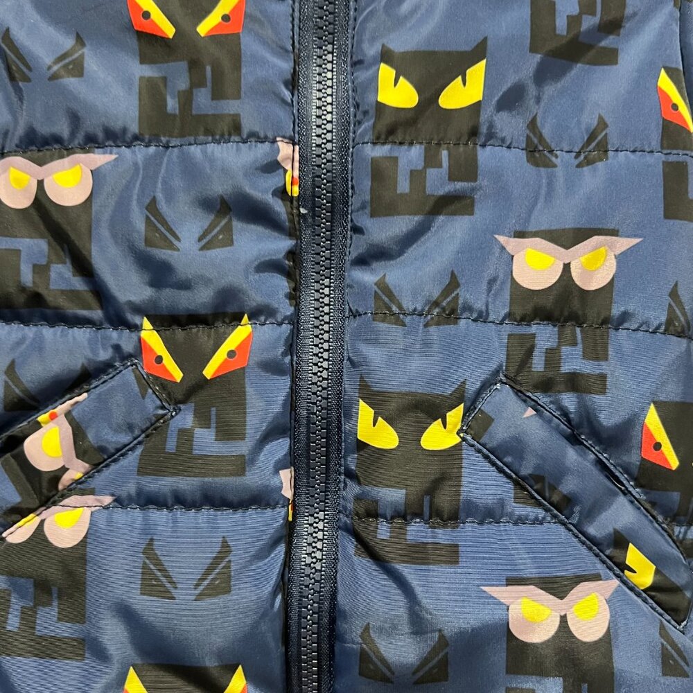 Fendi Kids Monster Eyes Hooded Puffer Jacket, 12 mo